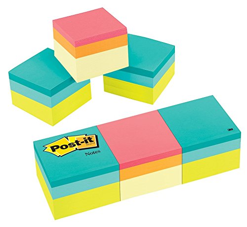 Post-it Notes Cube, 1 7/8 in x 1 7/8 in, Green Wave and Canary Wave, 400 Sheets/Cube, 3 Cubes/Pack