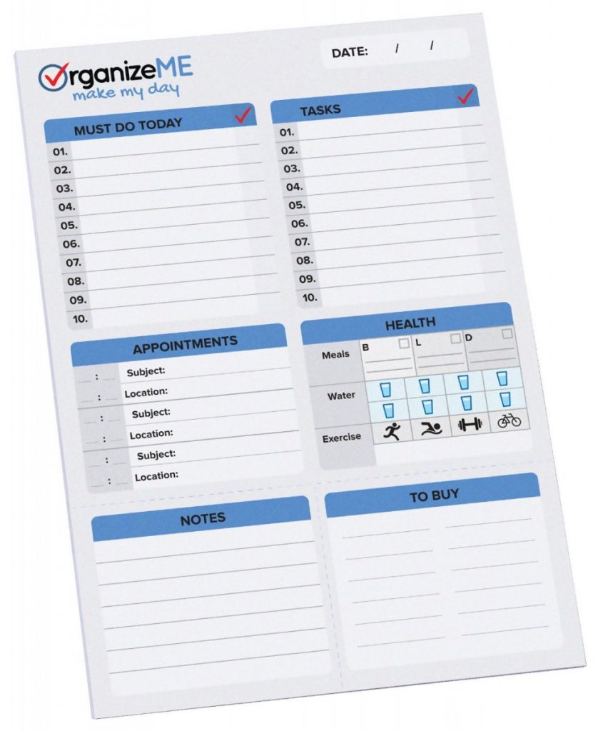 OrganizeME Daily Planner and Day Organizer To Do List Pad 