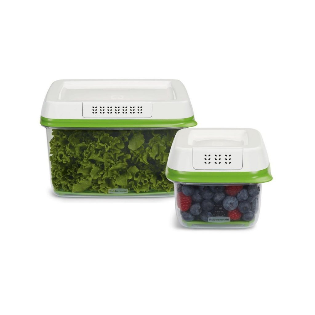 Rubbermaid FreshWorks Produce Saver Food Storage Container 2-piece Set, Small / Large, Green