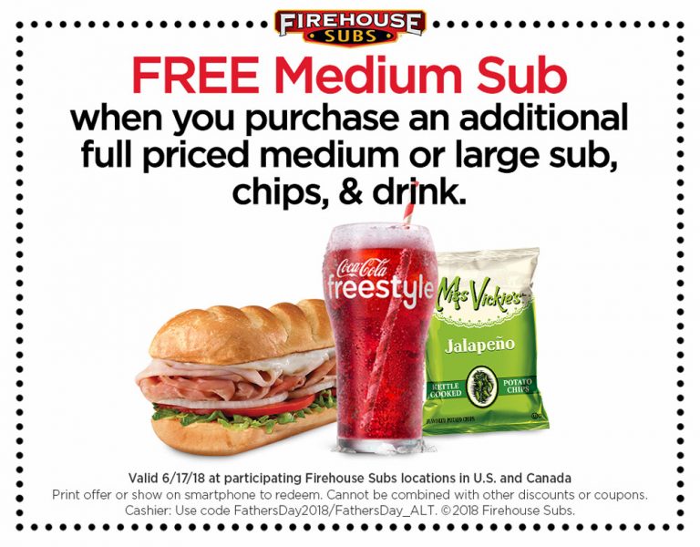 Firehouse Subs Free Sub with Purchase on Father's Day {6/17} The